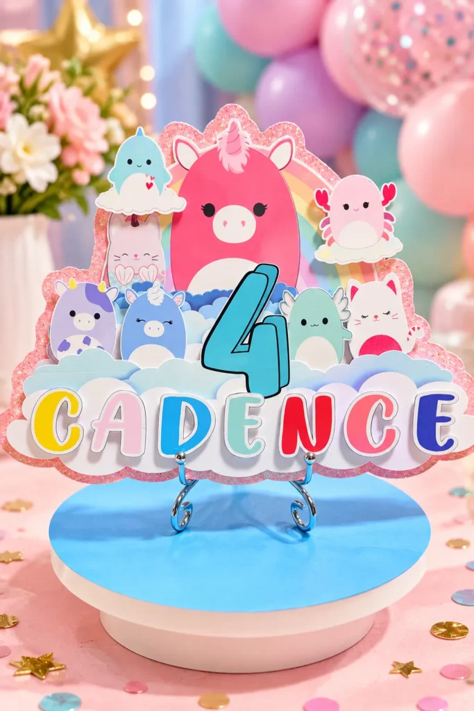 Squishmallow Glitter Cake Topper