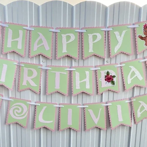 Baby Moana Girl Happy Birthday Banner