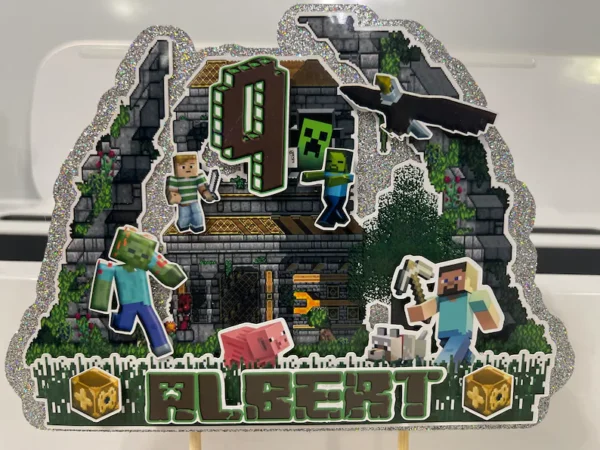Gamer Boy Style MineC Cake Topper