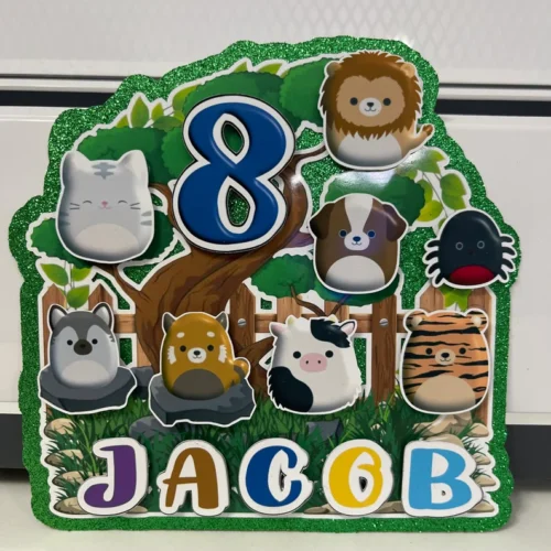 Squishmallow Glitter Cake Topper for Boys