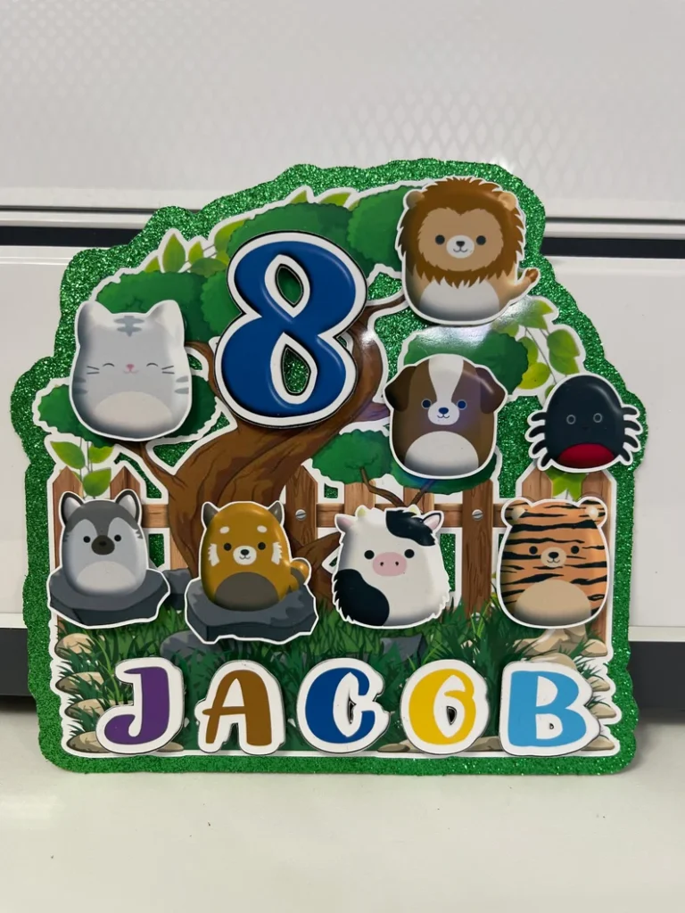 Personalized Cake Toppers 7 Squishmallow Glitter Cake Topper for Boys