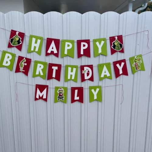 Grinch Happy Birthday Banner