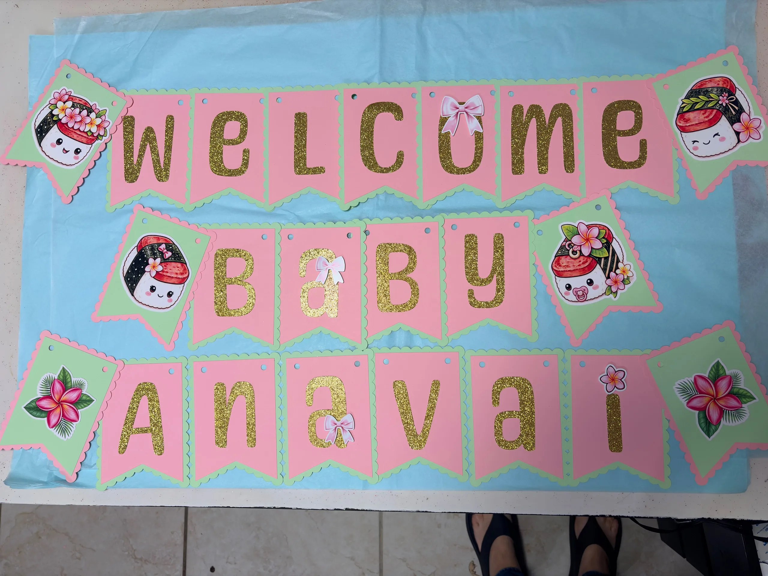 Personalized Kawaii Musubi Birthday Banner | Custom Name Party Decoration 10 Personalized Kawaii Musubi Birthday Banner | Custom Name Party Decoration - Image 10
